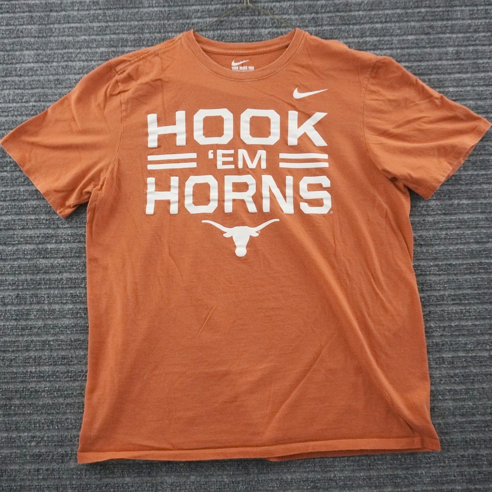 Nike Texas Longhorns T-Shirt Mens Large Orange Hook Em Horns Athletic Cut